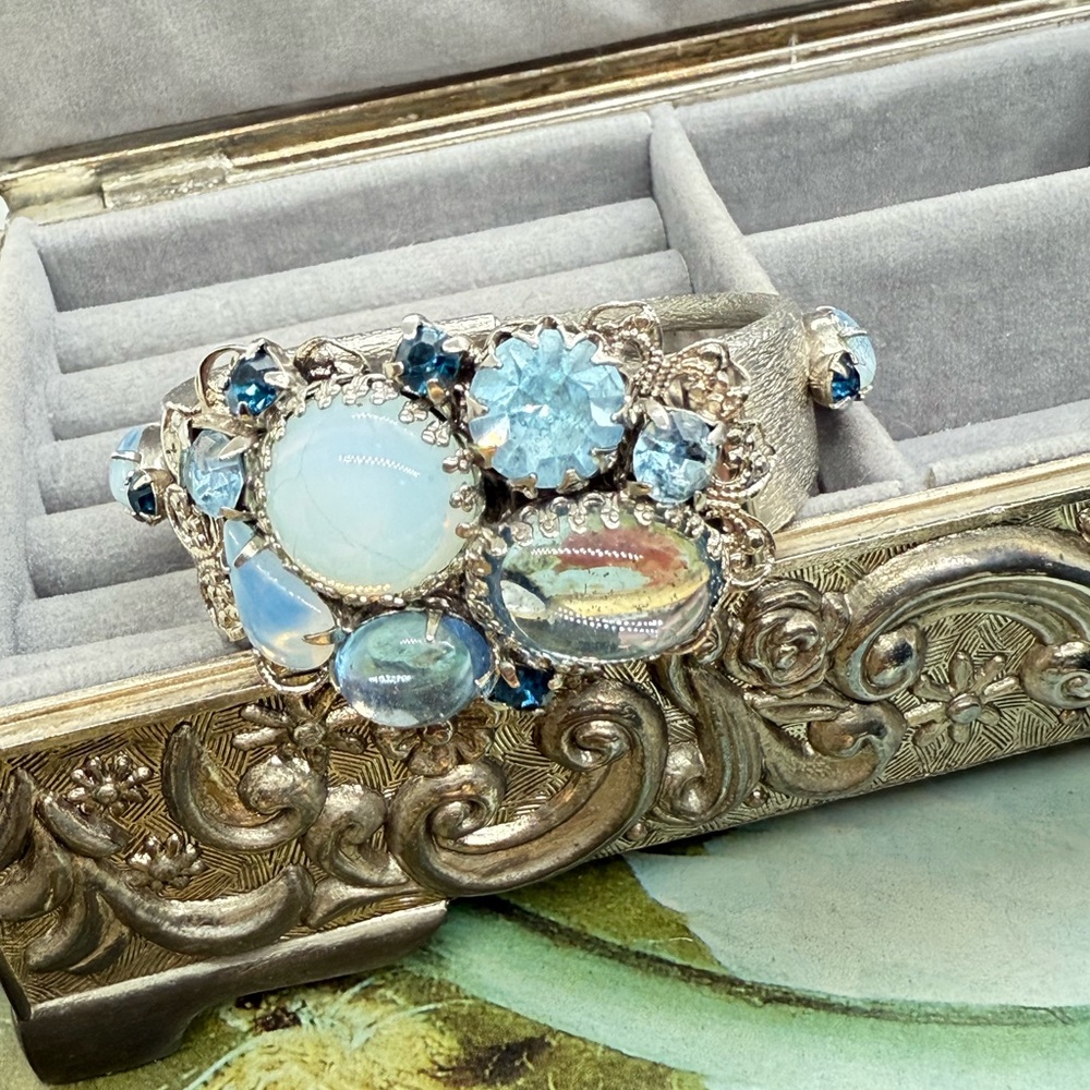 Vintage Blue Crystal Cuff Bracelet